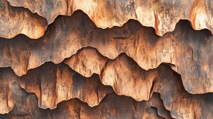 Abstract Copper Texture Background Rusted Metal Wave Layers