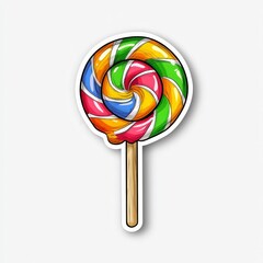 Colorful Rainbow Swirl Lollipop Sticker Design
