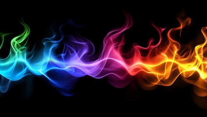 Abstract Rainbow Fire Smoke Wave Background