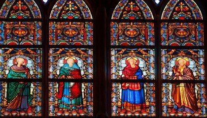 Fototapeta premium Generated image A close-up of the intricate stained glass windows in the Poznań Cathedral