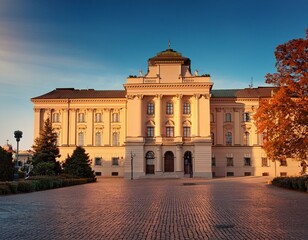 Obraz premium Generated image The Collegium Maius building of Adam Mickiewicz University in Poznan, bathed in golden sunlight