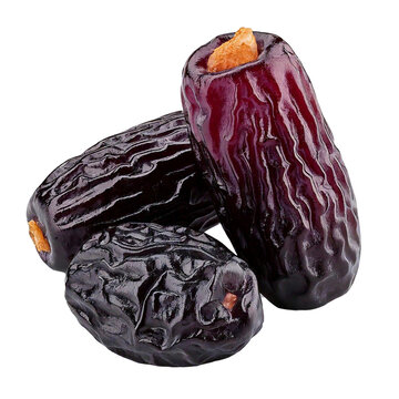 Ajwa date isolated on transparent background, full depth of field
