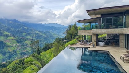 Luxury Mountaintop Villa with Infinity Pool and Breathtaking Panoramic Views of Verdant Landscape