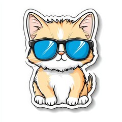 Cute Chibi Cat Sticker with Sunglasses