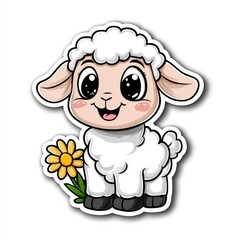 Obraz premium Cute Kawaii Baby Lamb Sticker Design