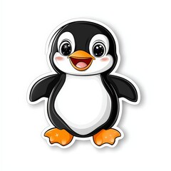 Obraz premium Kawaii Baby Penguin Sticker Design