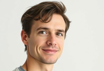 Fototapeta premium A calm and serene half-length portrait of a 30-year-old male