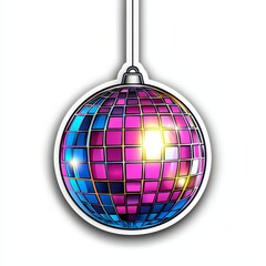 Vibrant Synthwave Disco Ball Sticker Design