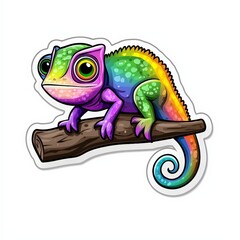 Colorful Anime Chameleon Sticker Design