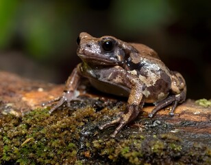Obraz premium Brown Frog on Mossy Log