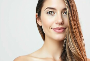 Naklejka premium Half-length portrait of a 25-year-old female with a neutral expression