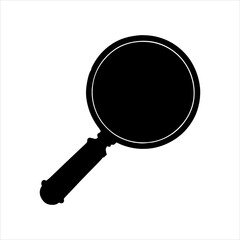 Black magnifying glass silhouette vector illustration on white background