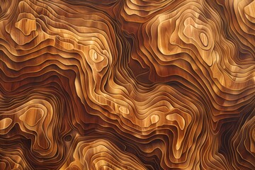 Fototapeta premium A detailed and intricate wood grain pattern with carved layers revealing a rich palette of brown and gold hues, A detailed and intricate pattern of wood grain with a seamless design