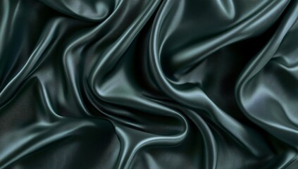 Fototapeta premium Elegant Draped Dark Green Silk Satin Fabric Texture