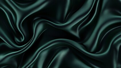 Fototapeta premium Elegant Dark Green Silk Satin Fabric Drape Texture