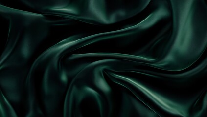 Fototapeta premium Luxurious Emerald Green Silk Fabric Drape, Elegant Textile Background