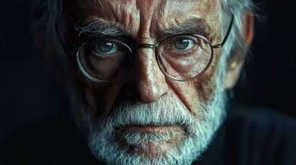 Intense Gaze of an Elderly Man: A Close-Up Portrait