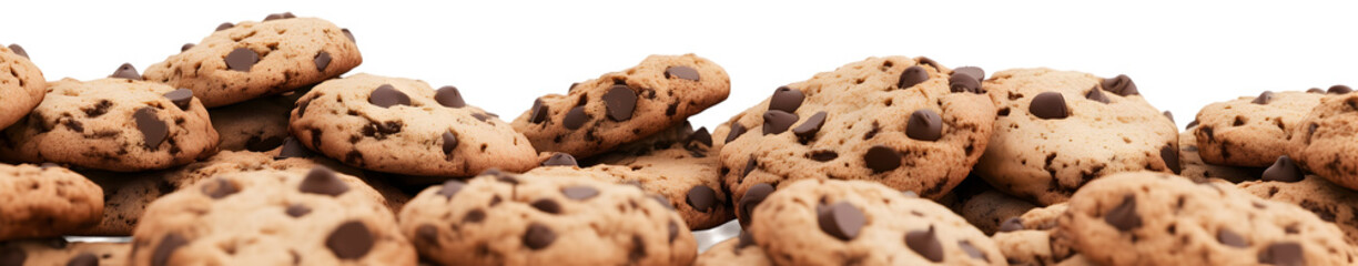Chocolate Chip Cookies Border Bottom Transparent Background Cutout Isolated