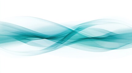 Naklejka premium Abstract Teal Waves Flowing Smoothly Across White Background