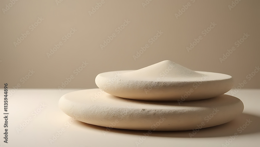 Aufkleber The sandstone top of a product is displayed on a platform with an isolated background for selective focus._00001_