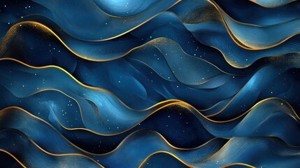 Obraz premium Abstract Blue And Gold Wave Design Background
