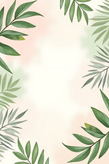 Palm leaf pattern with plenty of negative space on a soft pastel colored background for creative designs._00002_