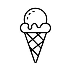 ice cream cone icon, summer line art, summer icon - simple black line art icon of ice cream cone, symbolizing summer celebrations. summer vector art.