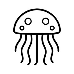 jellyfish icon, summer line art, summer icon - simple black line art icon of jellyfish, symbolizing summer celebrations. summer vector art.