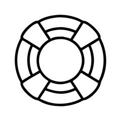 lifebuoy icon, summer line art, summer icon - simple black line art icon of lifebuoy, symbolizing summer celebrations. summer vector art.
