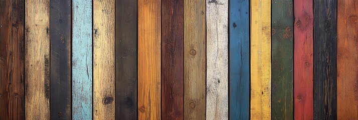 Vibrant Multicolored Wooden Planks Background Texture