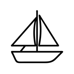 sailboat icon, summer line art, summer icon - simple black line art icon of sailboat, symbolizing summer celebrations. summer vector art.