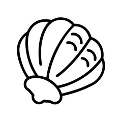 seashell icon, summer line art, summer icon - simple black line art icon of seashell, symbolizing summer celebrations. summer vector art.