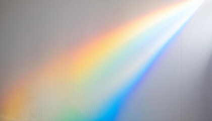 Surreal aura rainbow laser light refraction texture overlay effect on white wall