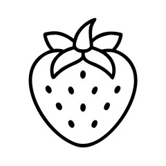 strawberry icon, summer line art, summer icon - simple black line art icon of strawberry, symbolizing summer celebrations. summer vector art.