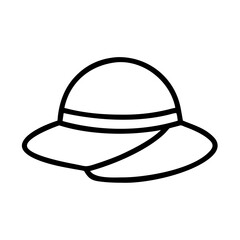sun hat icon, summer line art, summer icon - simple black line art icon of sun hat, symbolizing summer celebrations. summer vector art.