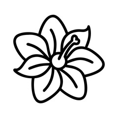 tropical flower icon, summer line art, summer icon - simple black line art icon of tropical flower, symbolizing summer celebrations. summer vector art.
