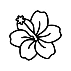 tropical flower icon, summer line art, summer icon - simple black line art icon of tropical flower, symbolizing summer celebrations. summer vector art.