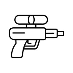 water gun icon, summer line art, summer icon - simple black line art icon of water gun, symbolizing summer celebrations. summer vector art.
