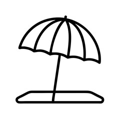 beach umbrella icon, summer line art, summer icon - simple black line art icon of beach umbrella, symbolizing summer celebrations. summer vector art.
