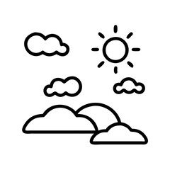 blue skies icon, summer line art, summer icon - simple black line art icon of blue skies, symbolizing summer celebrations. summer vector art.
