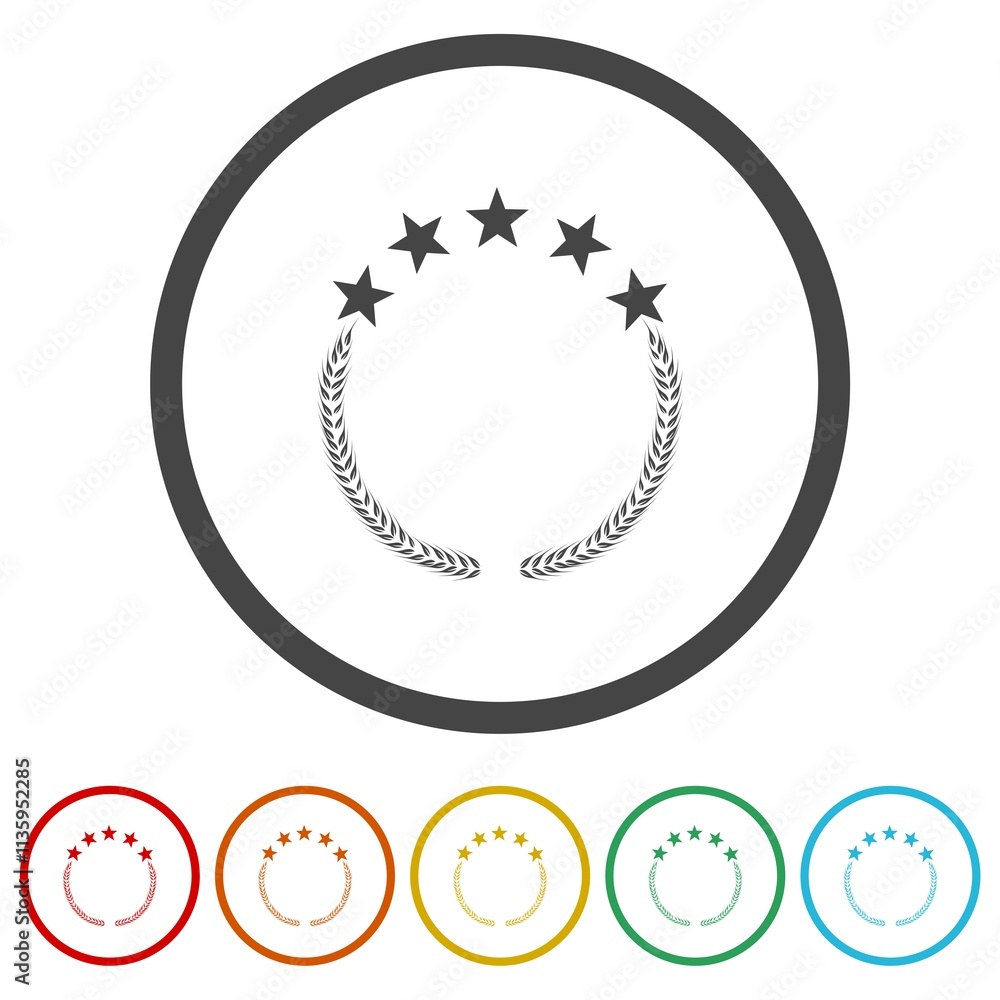 Poster laurel wheat with stars icon. set icons in color circle buttons