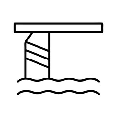 diving board icon, summer line art, summer icon - simple black line art icon of diving board, symbolizing summer celebrations. summer vector art.