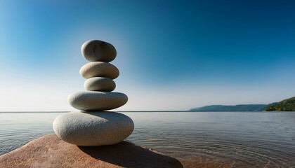 Art a stack of smooth river stones arranged in a balanced tower, peace