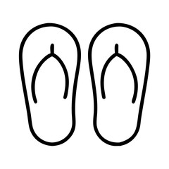 flip flops icon, summer line art, summer icon - simple black line art icon of flip flops, symbolizing summer celebrations. summer vector art.