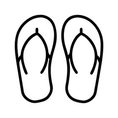 flip flops icon, summer line art, summer icon - simple black line art icon of flip flops, symbolizing summer celebrations. summer vector art.