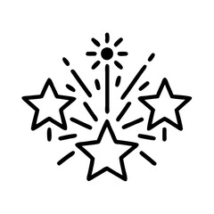 Fototapeta premium fireworks icon, summer line art, summer icon - simple black line art icon of fireworks, symbolizing summer celebrations. summer vector art.