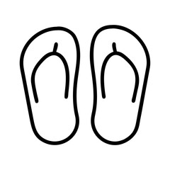 flip flops icon, summer line art, summer icon - simple black line art icon of flip flops, symbolizing summer celebrations. summer vector art.