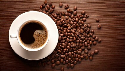 Naklejka premium cup of coffee with beans