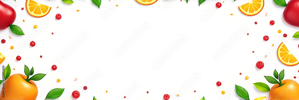 Poster Concepts for a fruits market festival include colorful graphics on a clean white background with plenty of empty space to focus attention._00001_