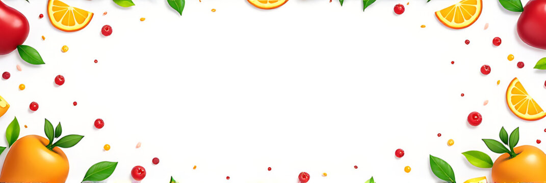 Concepts for a fruits market festival include colorful graphics on a clean white background with plenty of empty space to focus attention._00001_